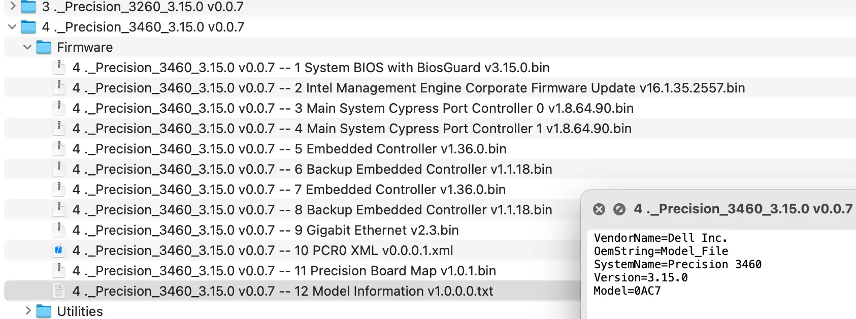 Screenshot of extracted Dell firmware